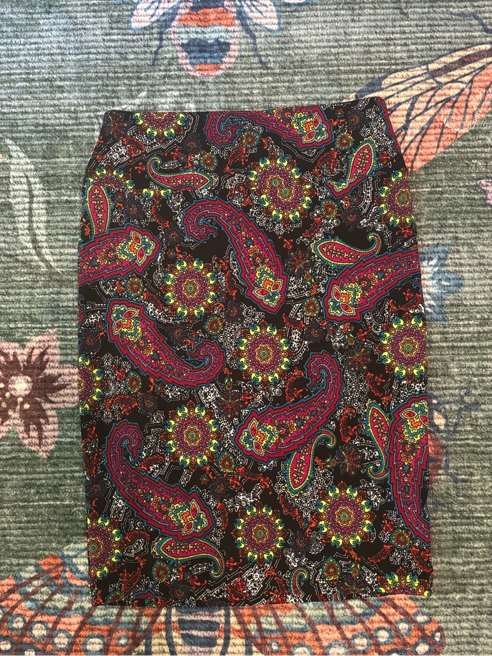 LuLaRoe Paisley & Mandala Pencil Skirt - Black, Pink, Green, Yellow, Blue